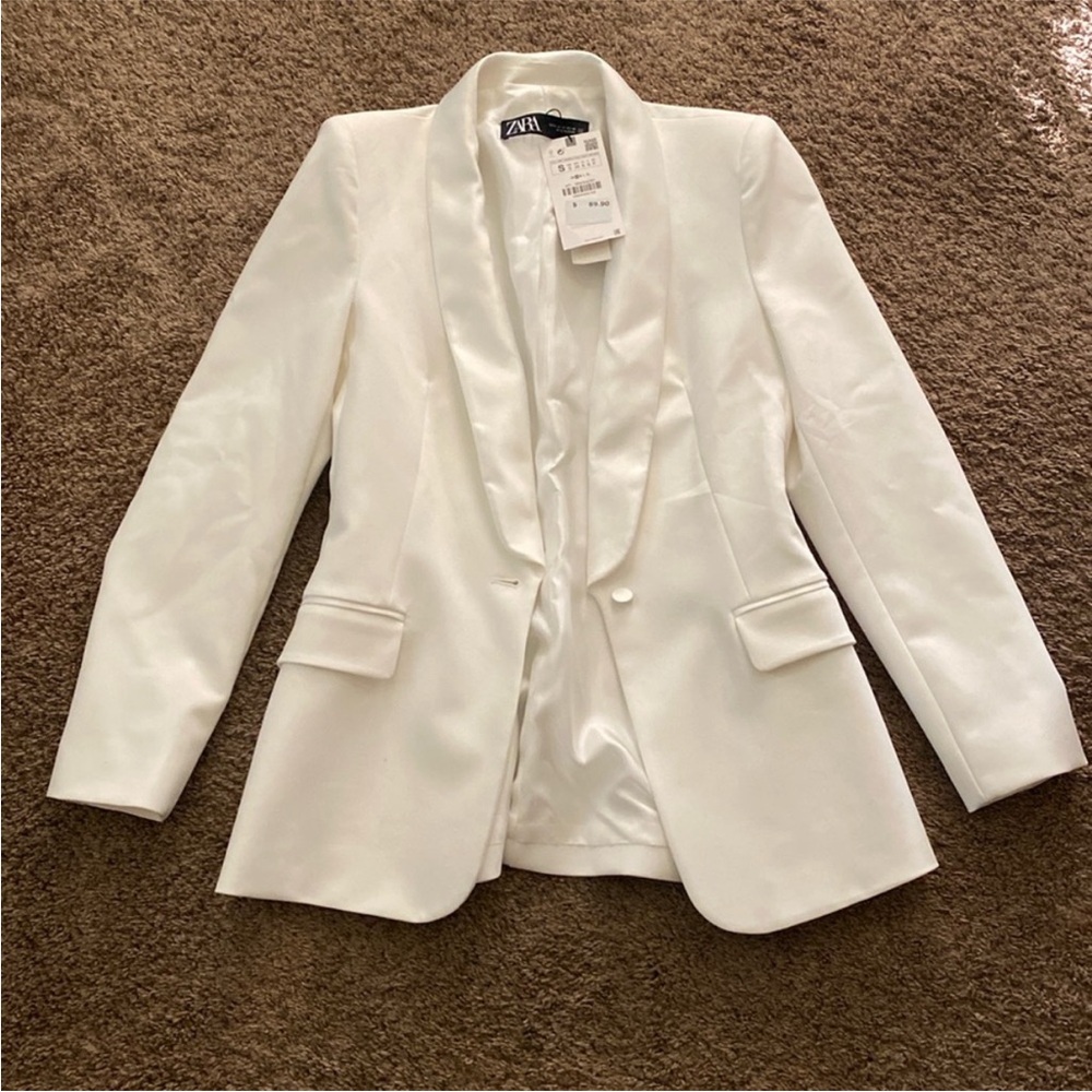 Zara | NWT White Tuxedo Blazer